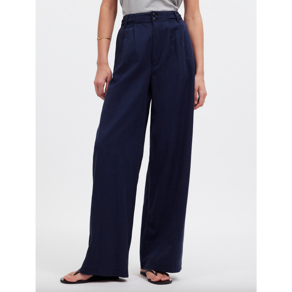 Madewell Harlow Navy Women's Wide-Leg Pants NWT - Picture 2 of 13
